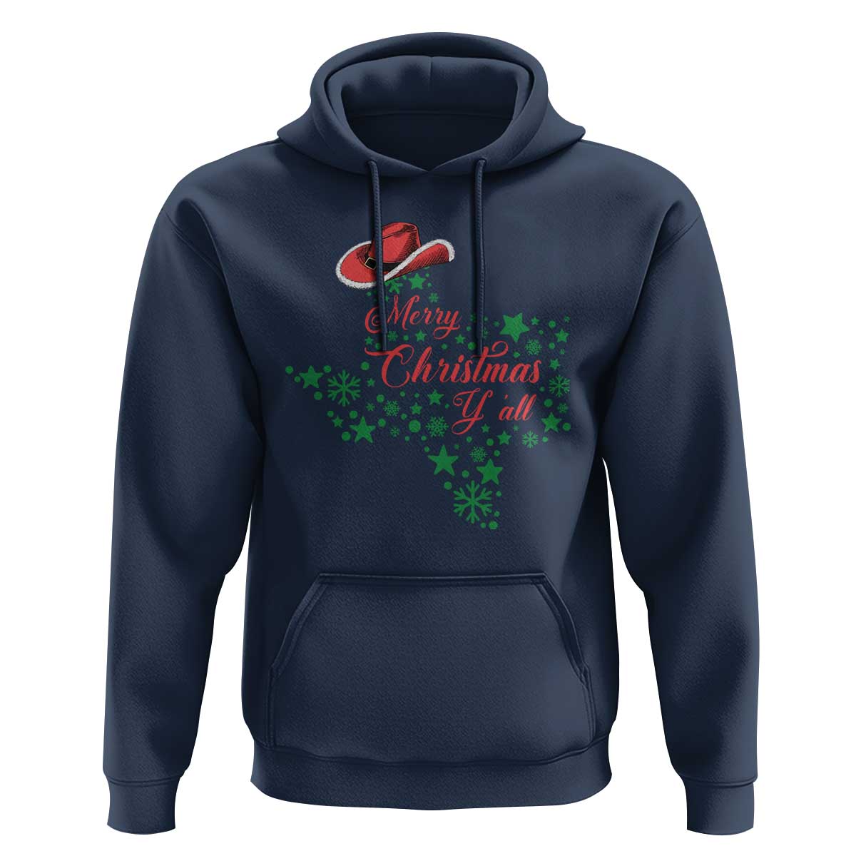 Merry Christmas Y'All Texas Cowboy Santa Hat Hoodie
