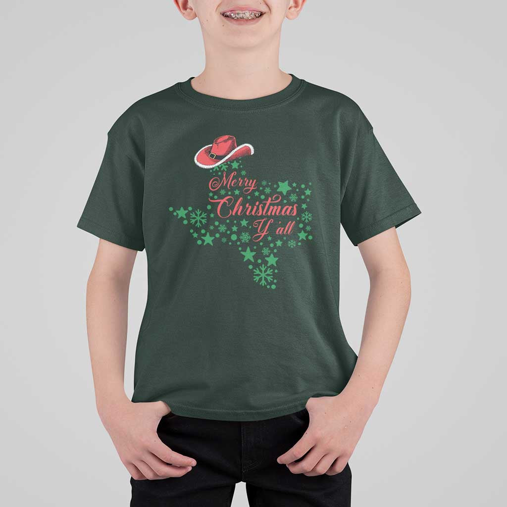 Merry Christmas Y'All Texas Cowboy Santa Hat T Shirt For Kid - Wonder Print Shop
