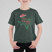 Merry Christmas Y'All Texas Cowboy Santa Hat T Shirt For Kid - Wonder Print Shop