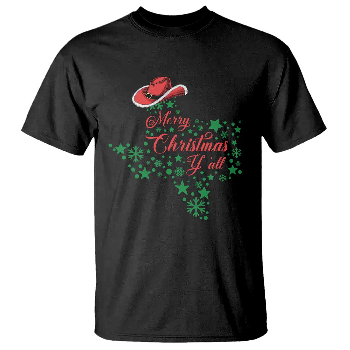 Merry Christmas Y'All Texas Cowboy Santa Hat T Shirt - Wonder Print Shop