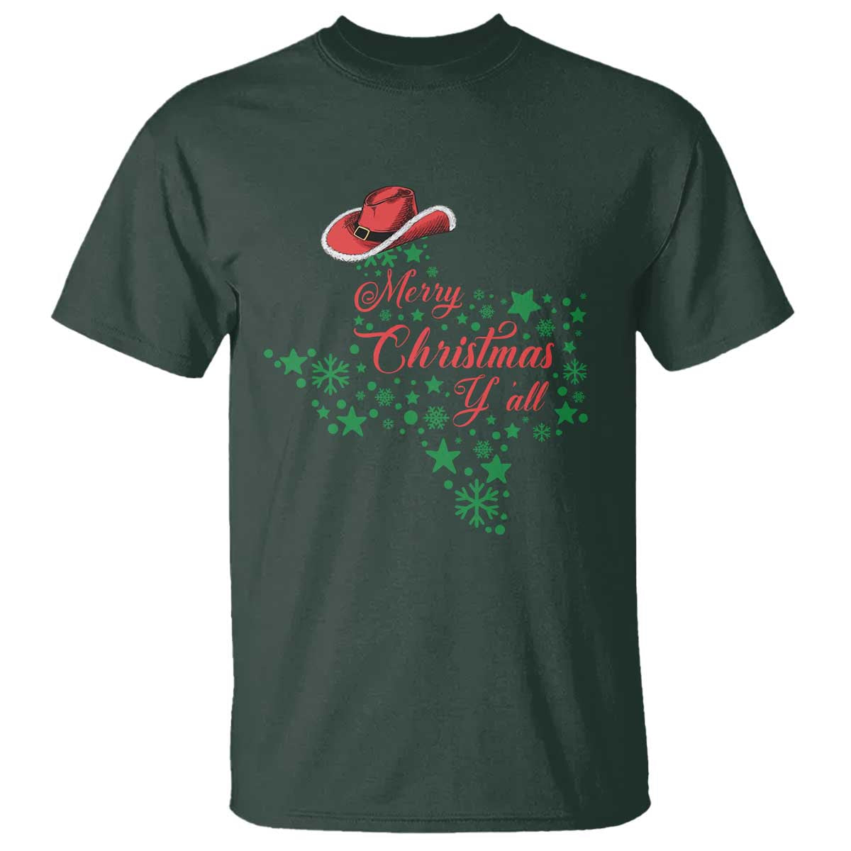 Merry Christmas Y'All Texas Cowboy Santa Hat T Shirt - Wonder Print Shop
