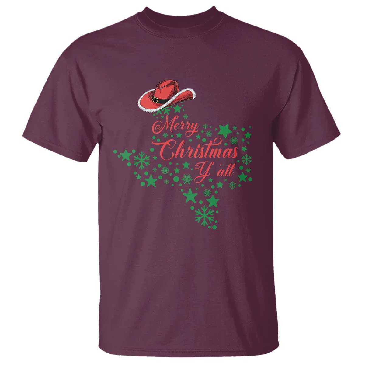 Merry Christmas Y'All Texas Cowboy Santa Hat T Shirt - Wonder Print Shop