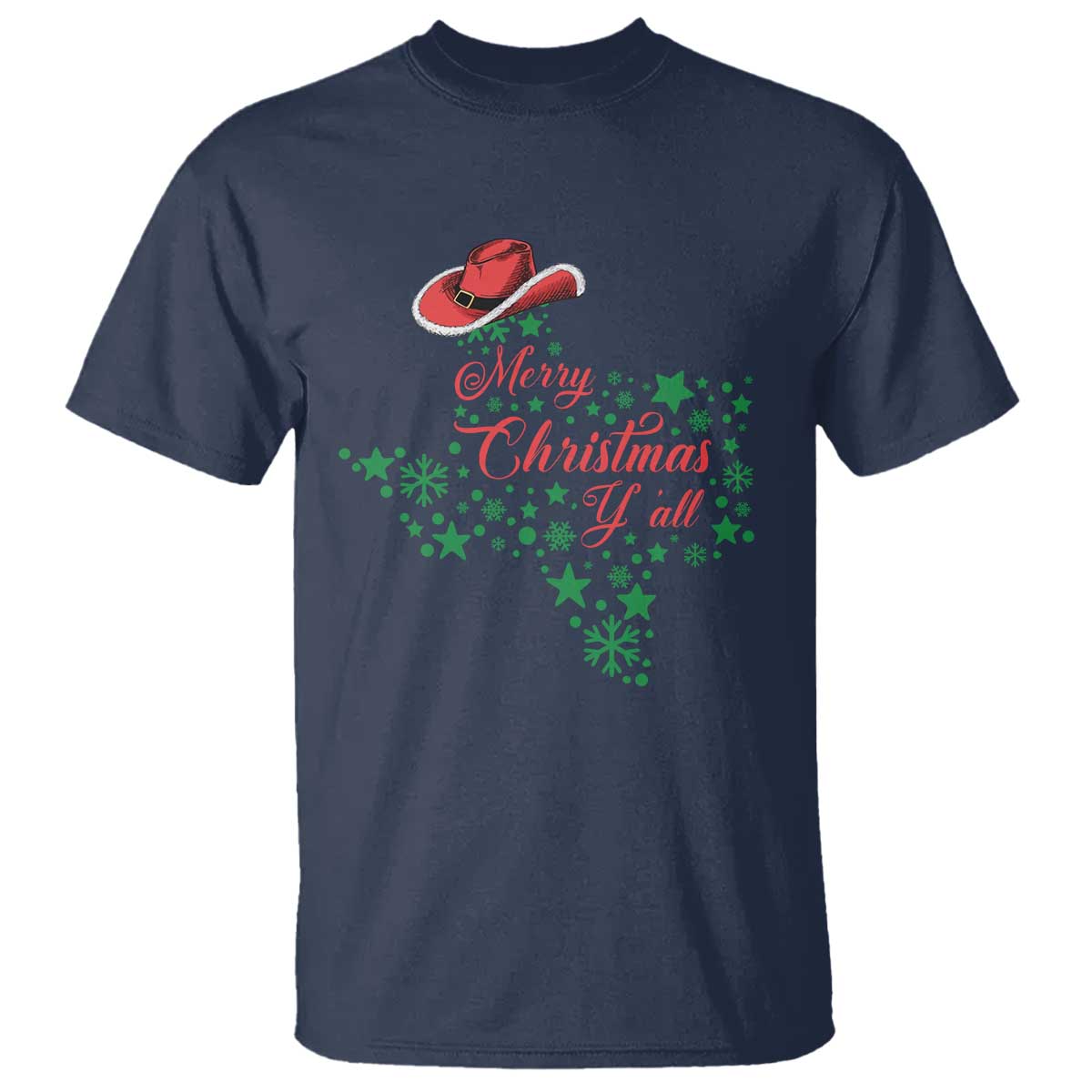 Merry Christmas Y'All Texas Cowboy Santa Hat T Shirt - Wonder Print Shop