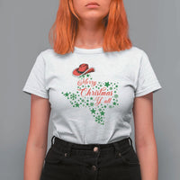 Merry Christmas Y'All Texas Cowboy Santa Hat T Shirt For Women - Wonder Print Shop