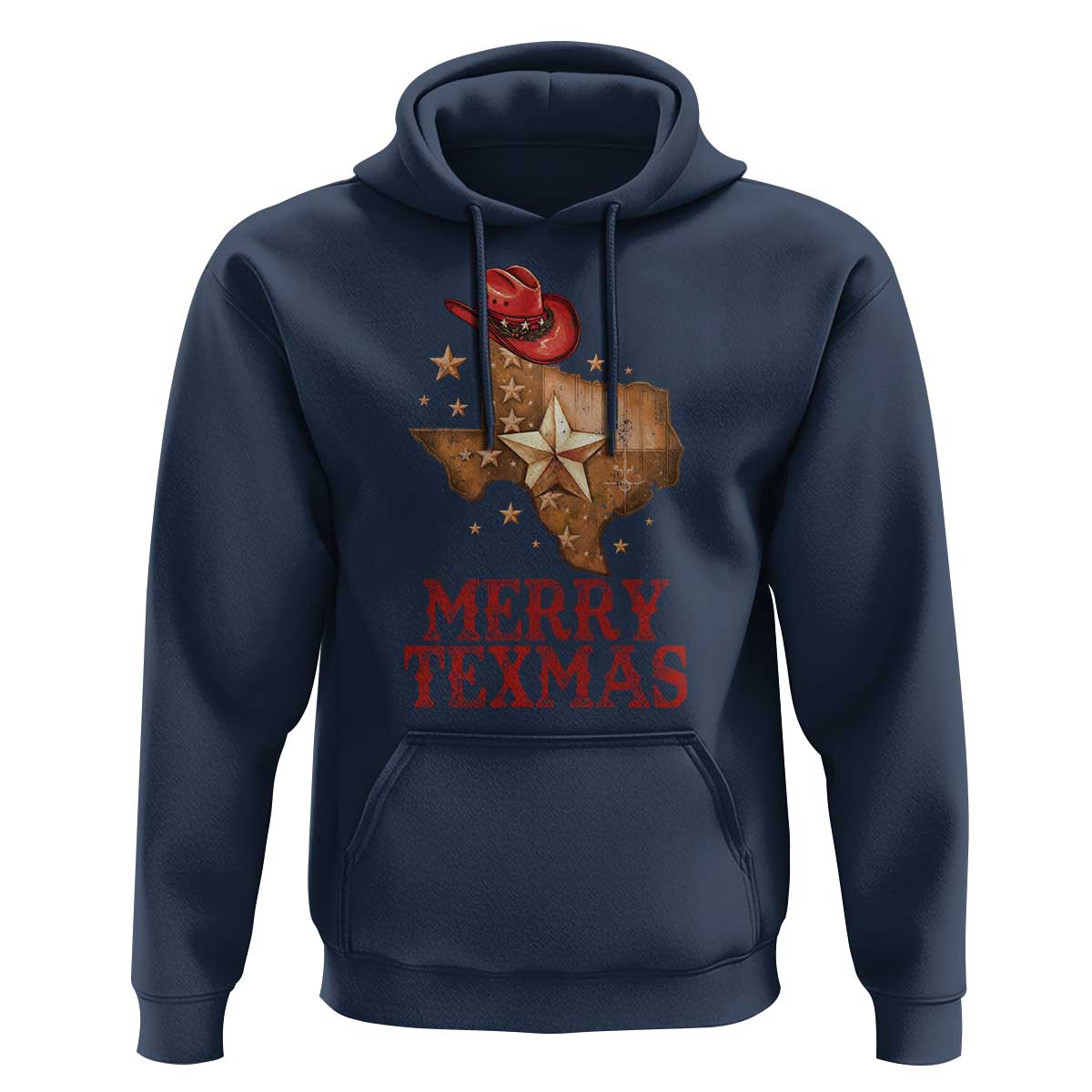 Christmas In Texas Hoodie Merry Texmas Santa Cowboy Hat