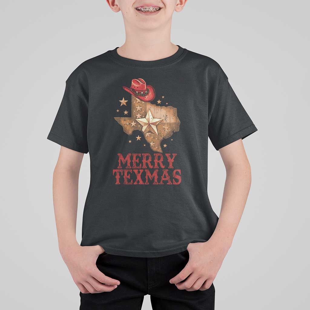 Christmas In Texas T Shirt For Kid Merry Texmas Santa Cowboy Hat - Wonder Print Shop