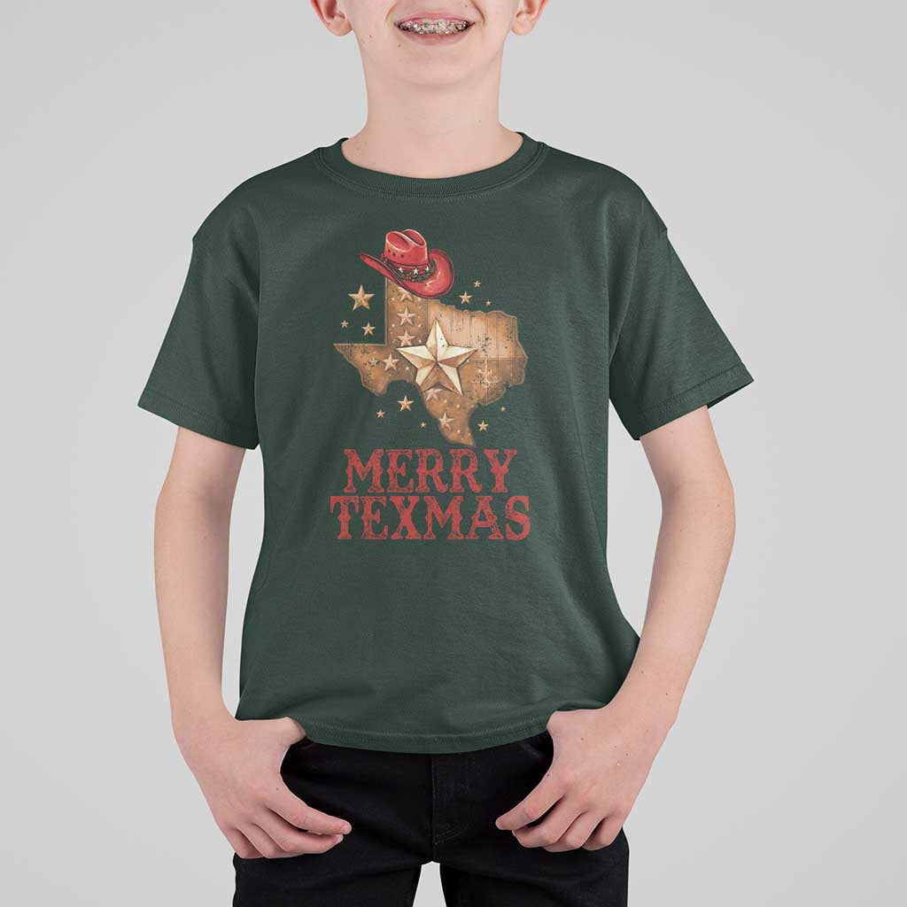 Christmas In Texas T Shirt For Kid Merry Texmas Santa Cowboy Hat - Wonder Print Shop