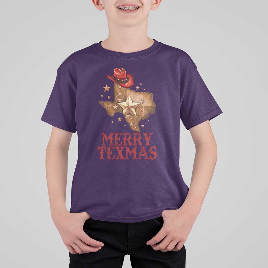 Christmas In Texas T Shirt For Kid Merry Texmas Santa Cowboy Hat - Wonder Print Shop
