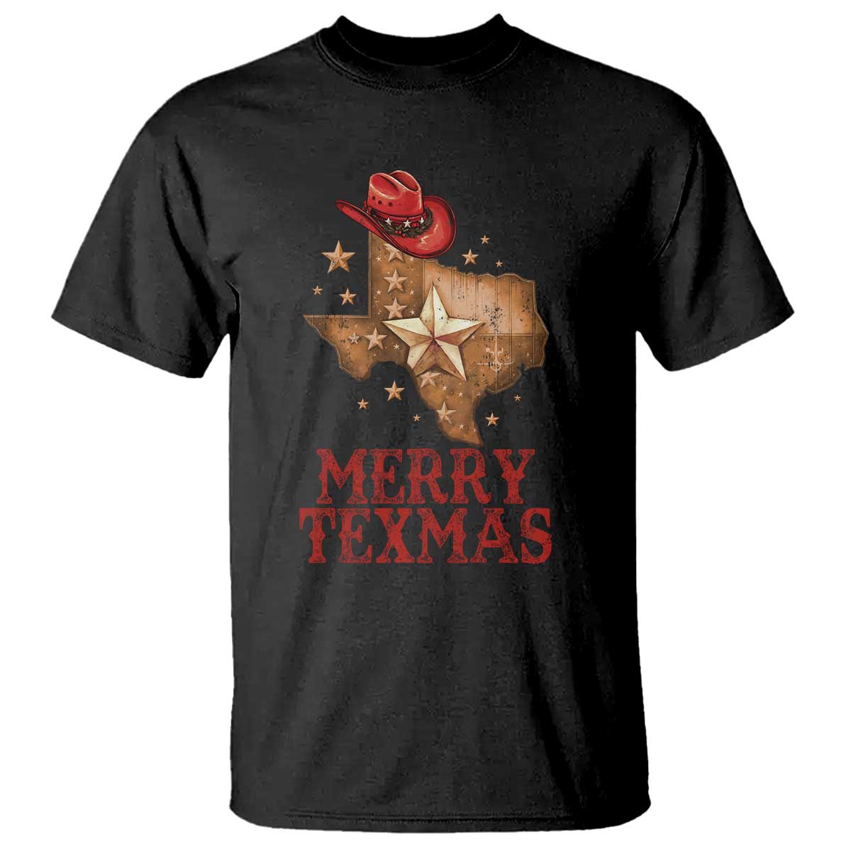 Christmas In Texas T Shirt Merry Texmas Santa Cowboy Hat - Wonder Print Shop