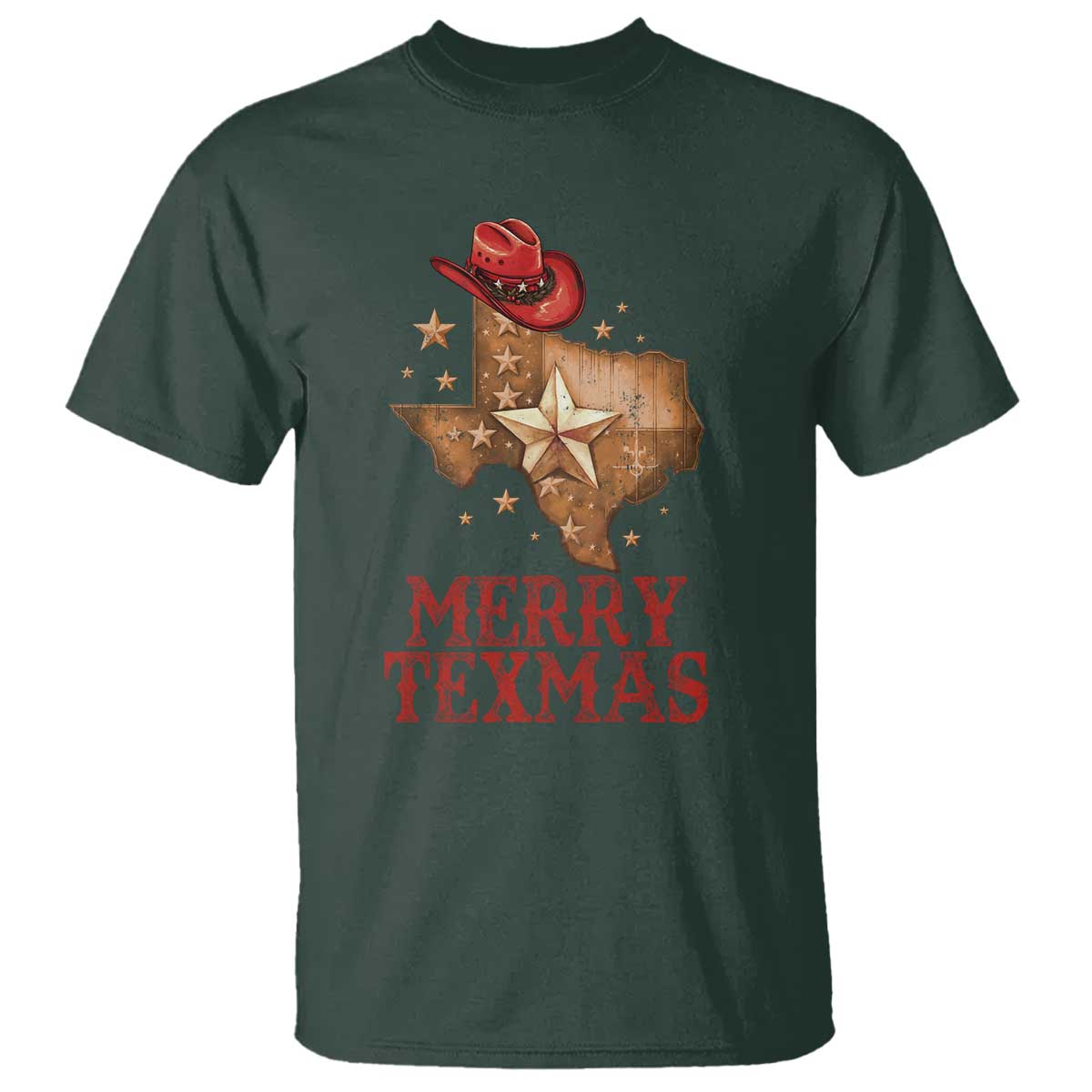Christmas In Texas T Shirt Merry Texmas Santa Cowboy Hat - Wonder Print Shop