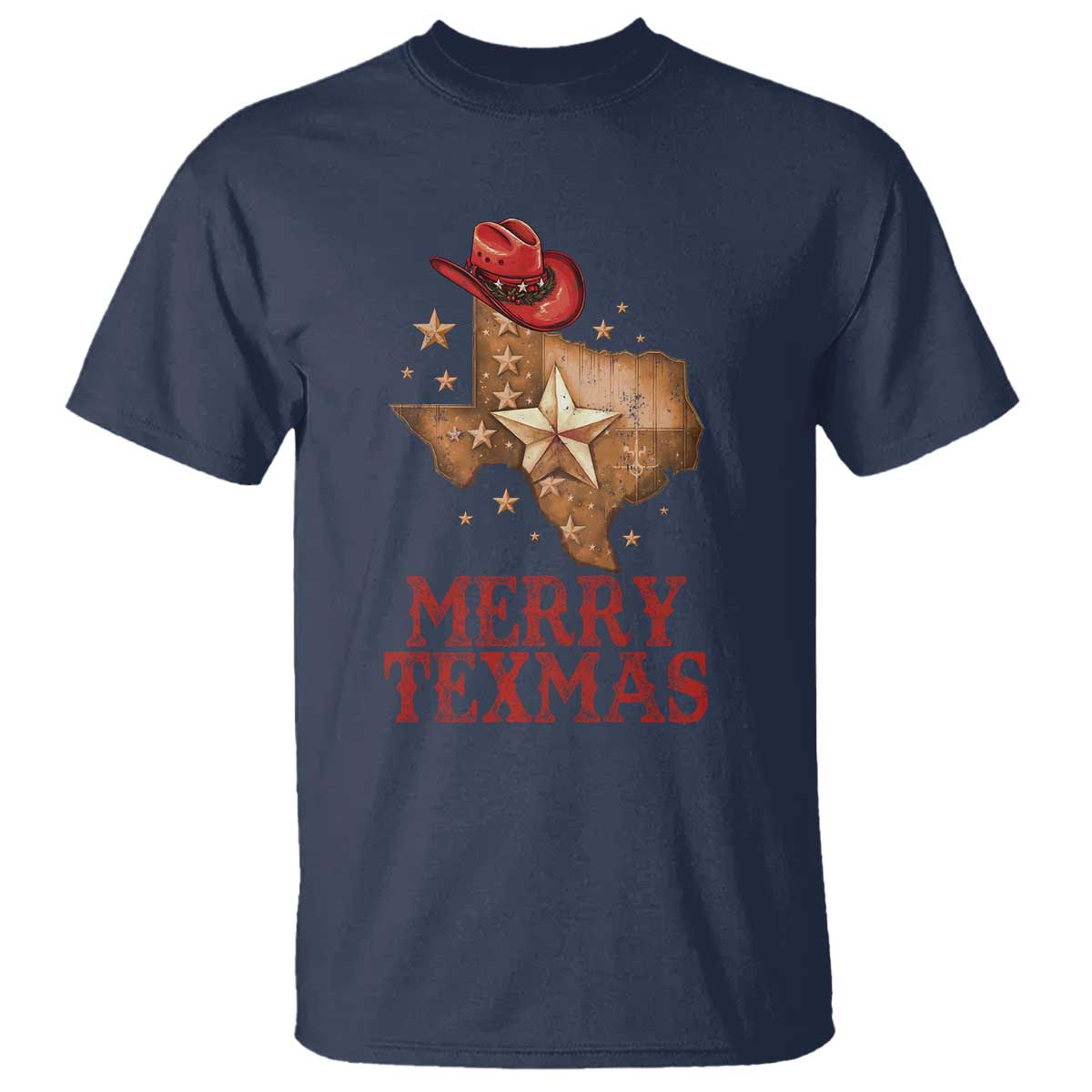 Christmas In Texas T Shirt Merry Texmas Santa Cowboy Hat - Wonder Print Shop