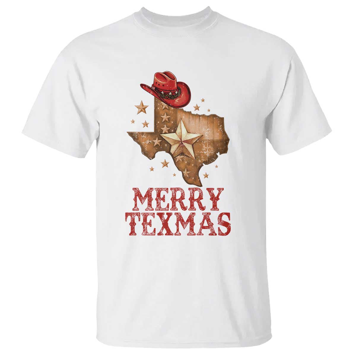 Christmas In Texas T Shirt Merry Texmas Santa Cowboy Hat - Wonder Print Shop