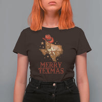 Christmas In Texas T Shirt For Women Merry Texmas Santa Cowboy Hat - Wonder Print Shop