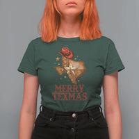 Christmas In Texas T Shirt For Women Merry Texmas Santa Cowboy Hat - Wonder Print Shop