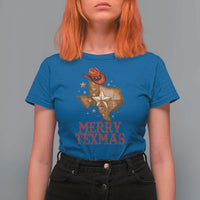 Christmas In Texas T Shirt For Women Merry Texmas Santa Cowboy Hat - Wonder Print Shop