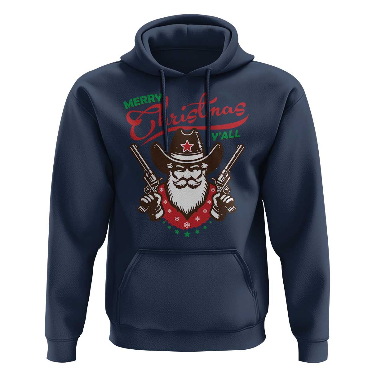 Merry Christmas Y'All Texas Cowboy Santa Hoodie