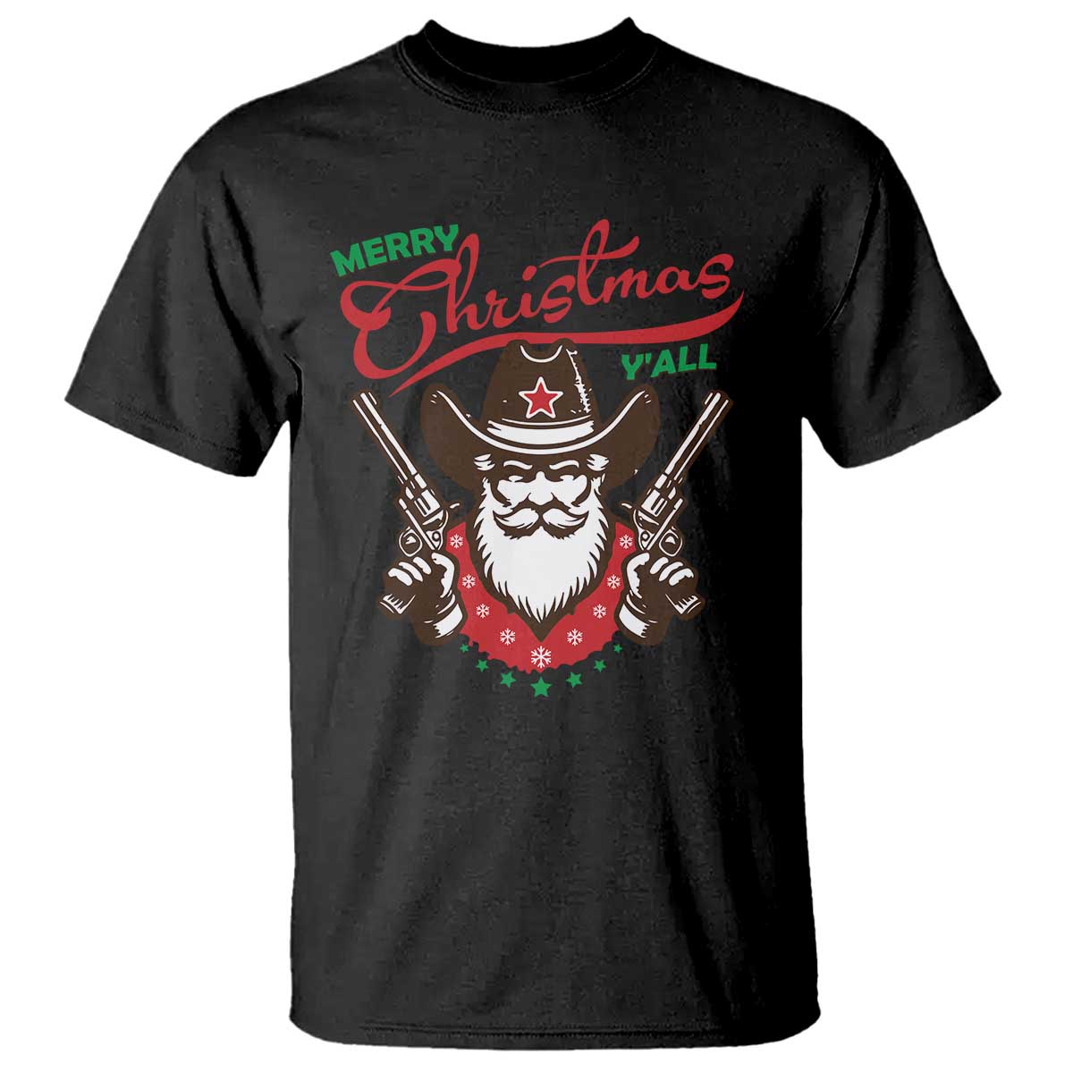 Merry Christmas Y'All Texas Cowboy Santa T Shirt - Wonder Print Shop