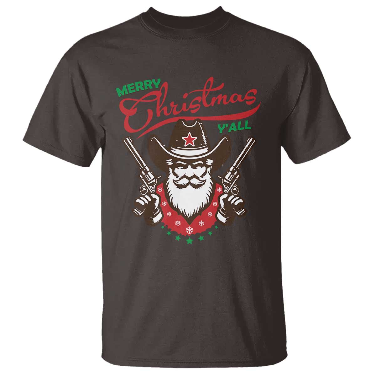Merry Christmas Y'All Texas Cowboy Santa T Shirt - Wonder Print Shop