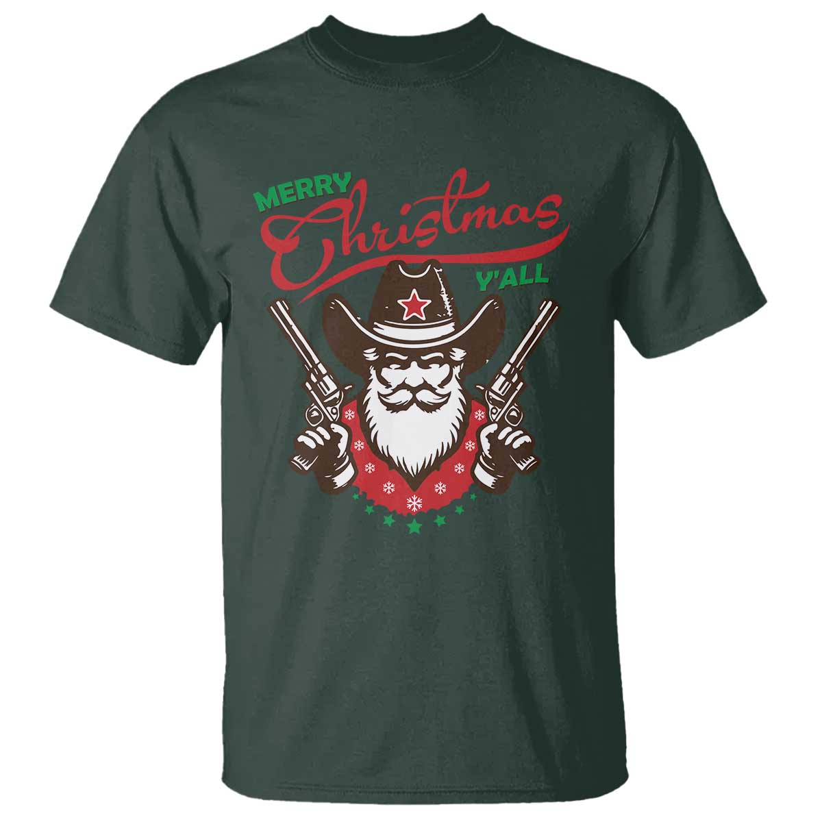 Merry Christmas Y'All Texas Cowboy Santa T Shirt - Wonder Print Shop