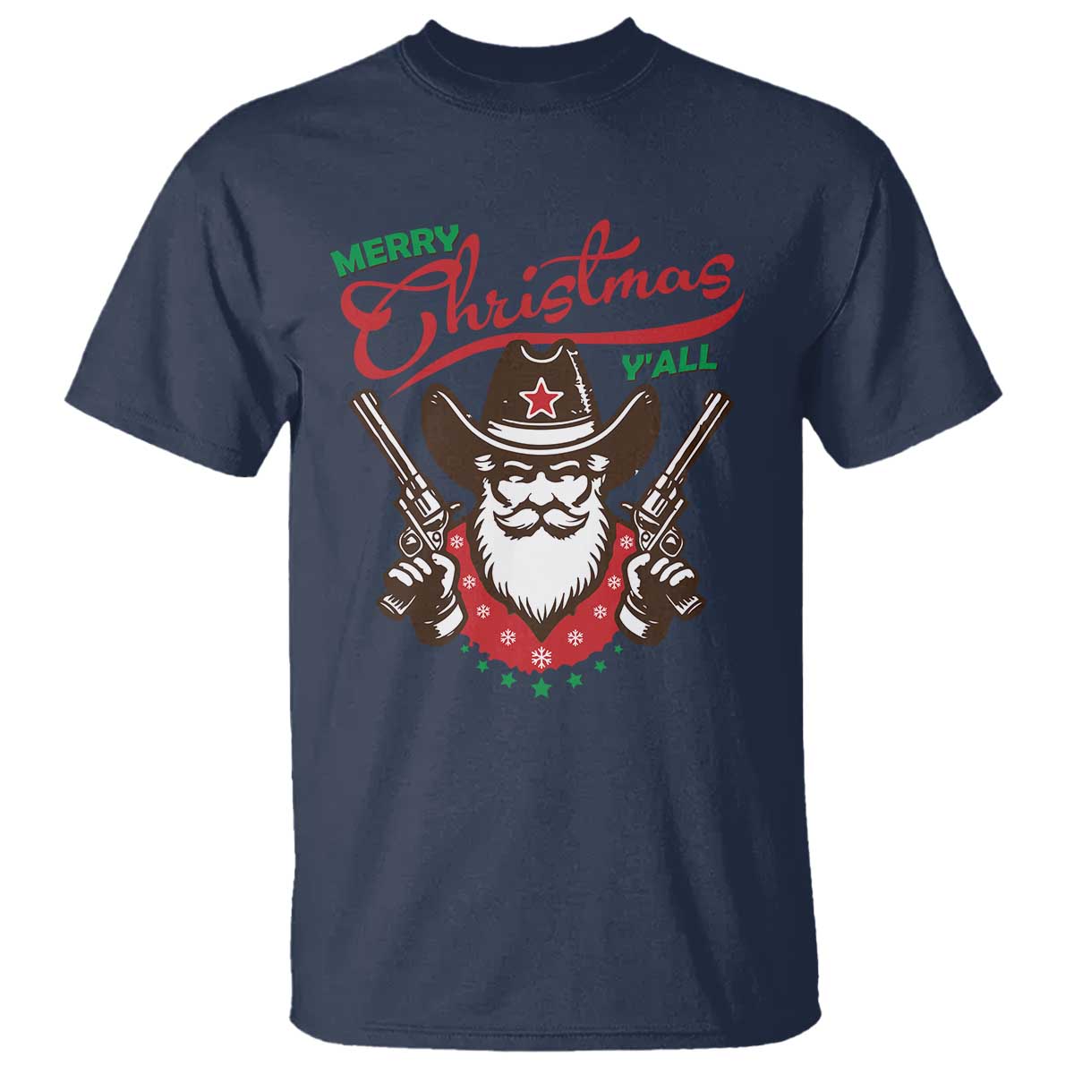 Merry Christmas Y'All Texas Cowboy Santa T Shirt - Wonder Print Shop