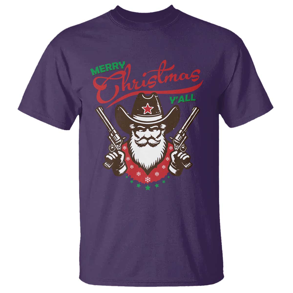 Merry Christmas Y'All Texas Cowboy Santa T Shirt - Wonder Print Shop