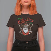 Merry Christmas Y'All Texas Cowboy Santa T Shirt For Women - Wonder Print Shop