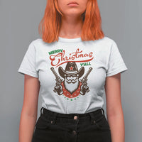 Merry Christmas Y'All Texas Cowboy Santa T Shirt For Women - Wonder Print Shop