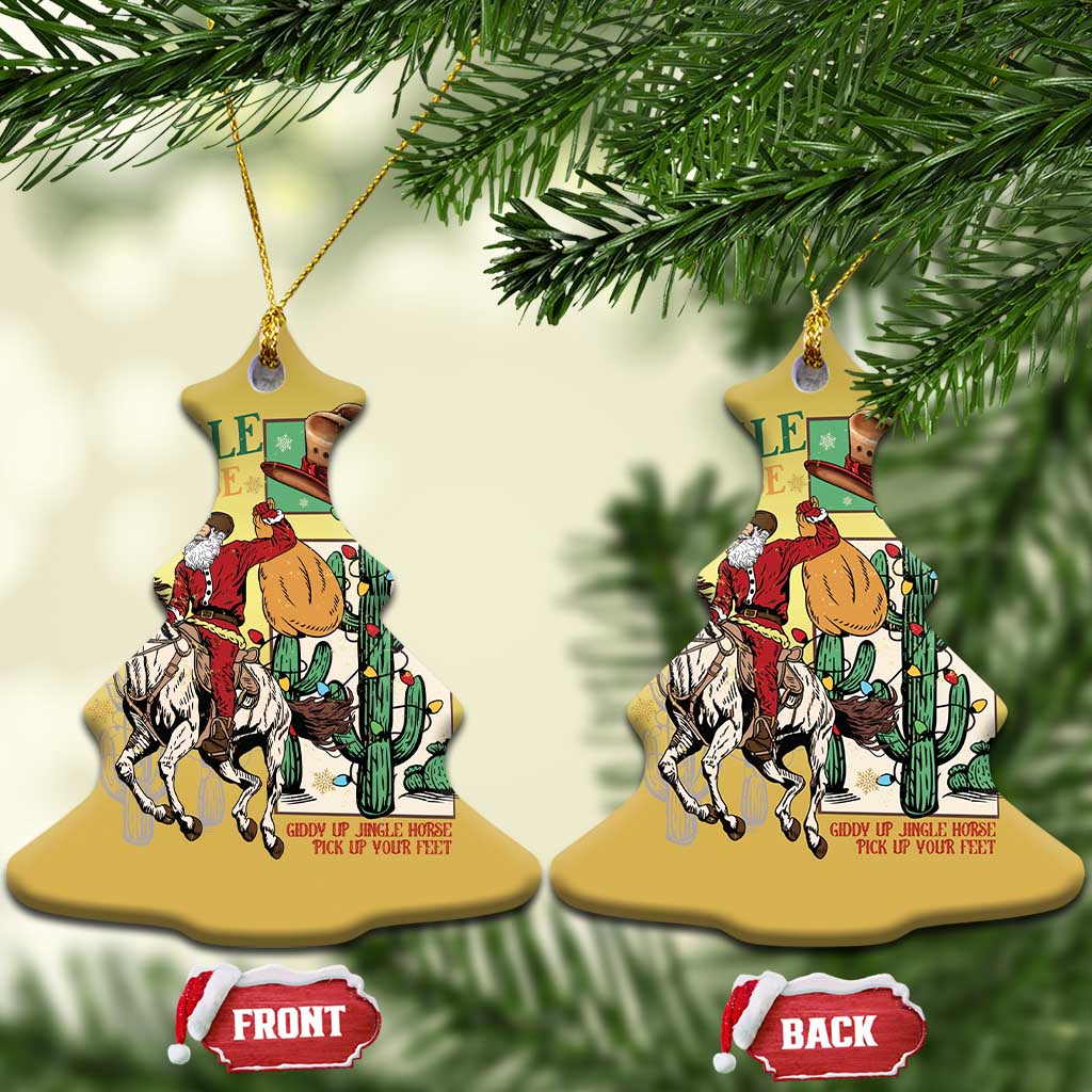 Western Xmas Christmas Ornament Jingle Horse Pick Up Your Feet Cowboy Santa Rider - Wonder Print Shop