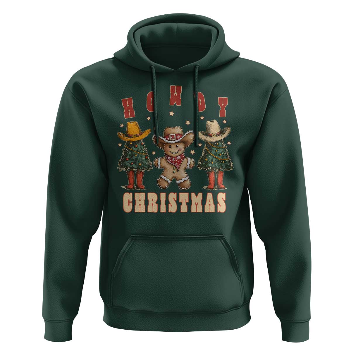 Howdy Christmas Hoodie Cowboy Cactus Xmas Tree