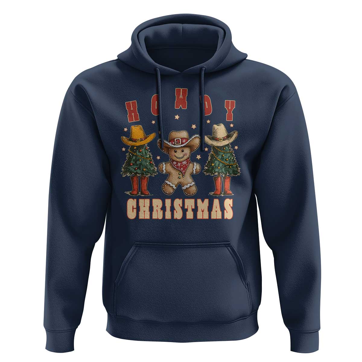 Howdy Christmas Hoodie Cowboy Cactus Xmas Tree