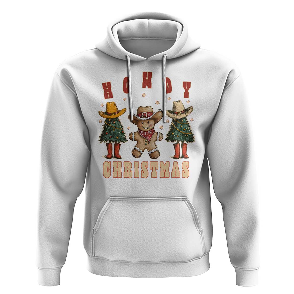 Howdy Christmas Hoodie Cowboy Cactus Xmas Tree