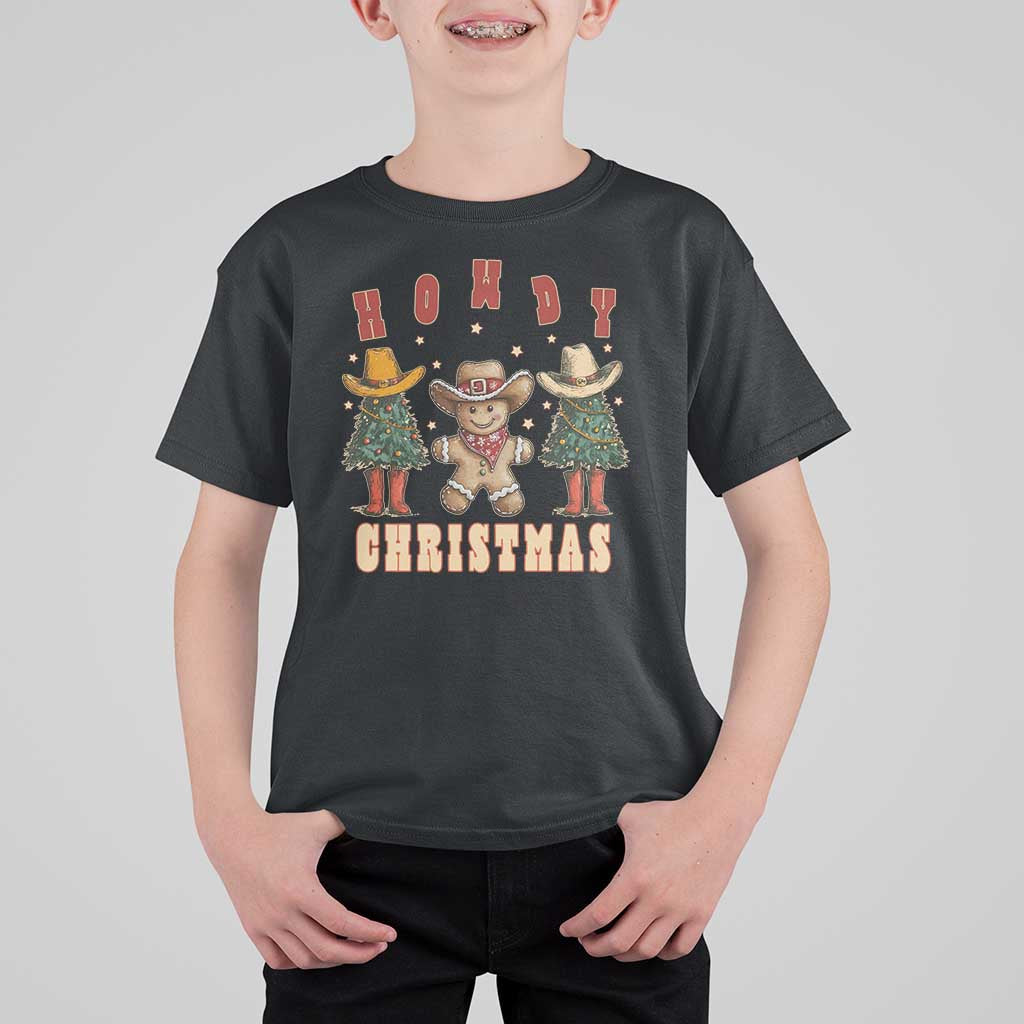 Howdy Christmas T Shirt For Kid Cowboy Cactus Xmas Tree - Wonder Print Shop
