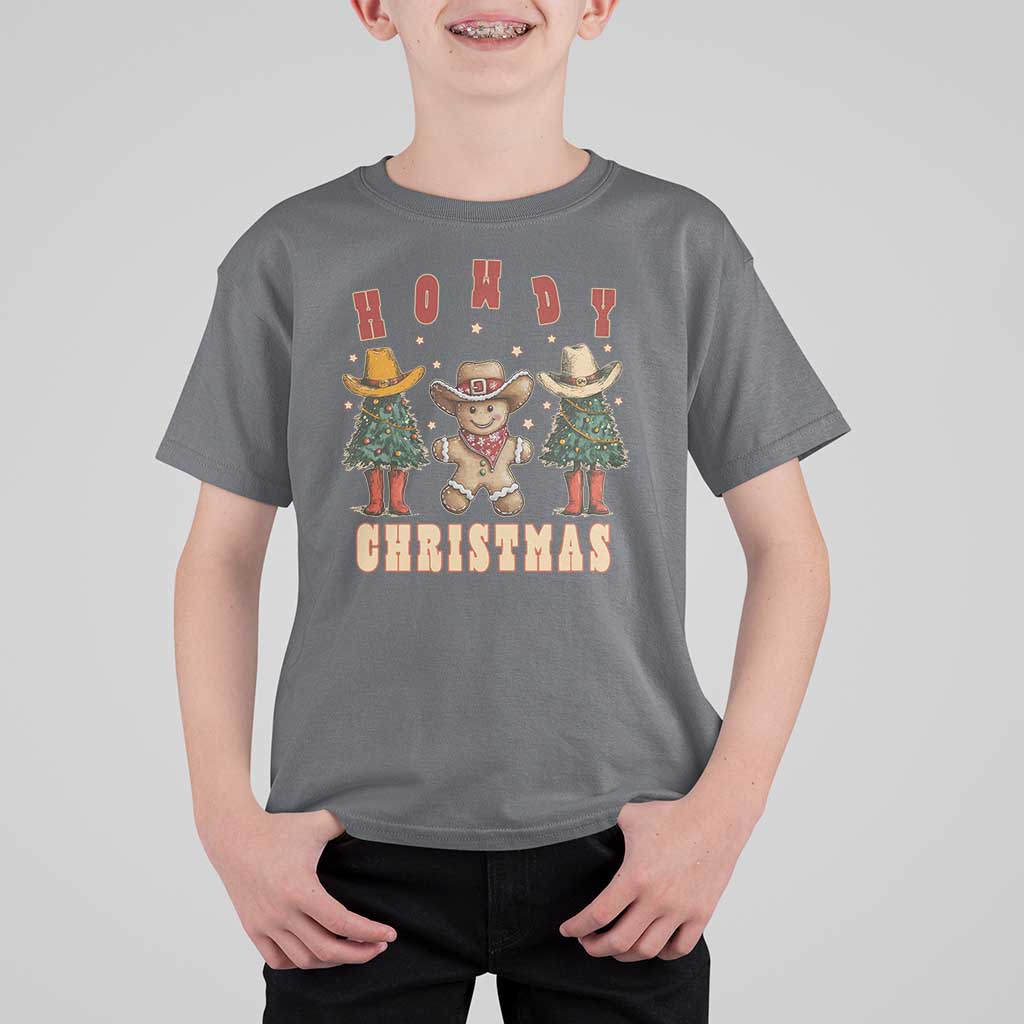 Howdy Christmas T Shirt For Kid Cowboy Cactus Xmas Tree - Wonder Print Shop