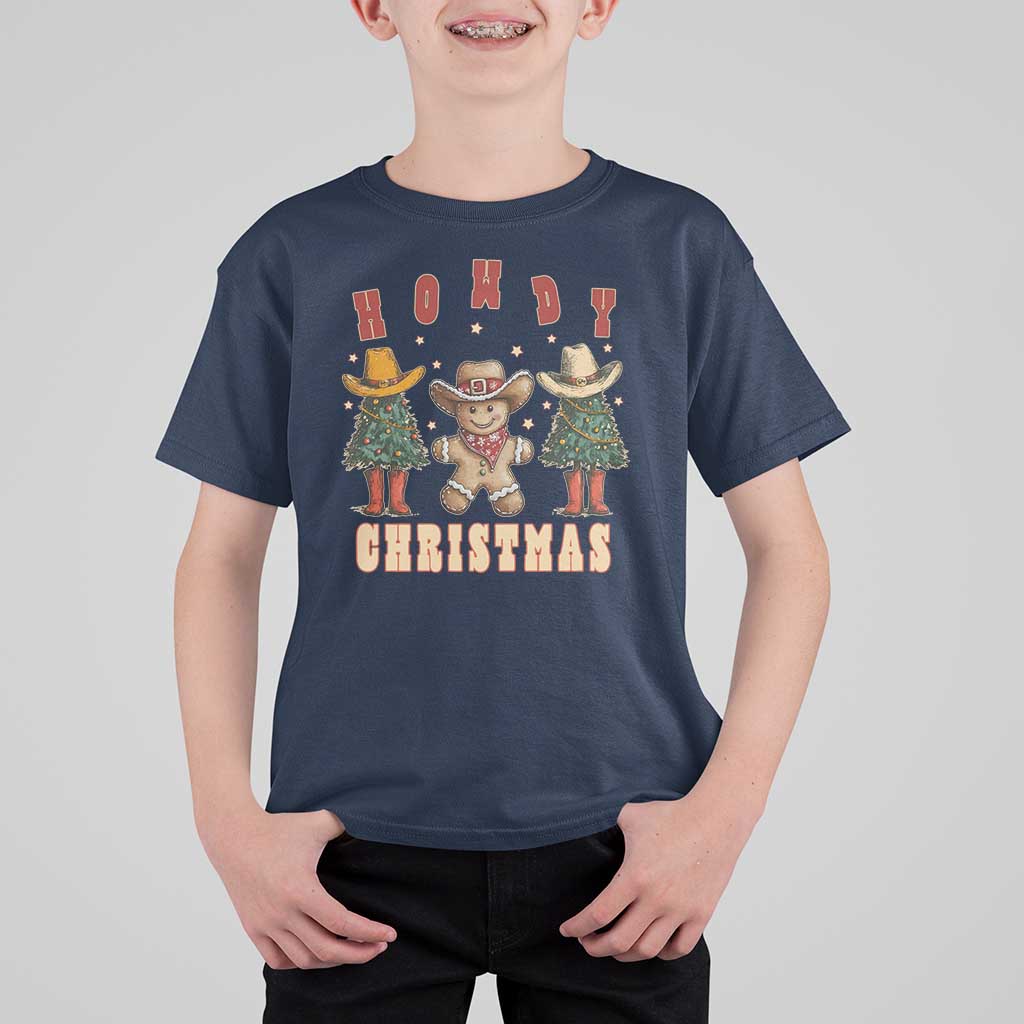 Howdy Christmas T Shirt For Kid Cowboy Cactus Xmas Tree - Wonder Print Shop