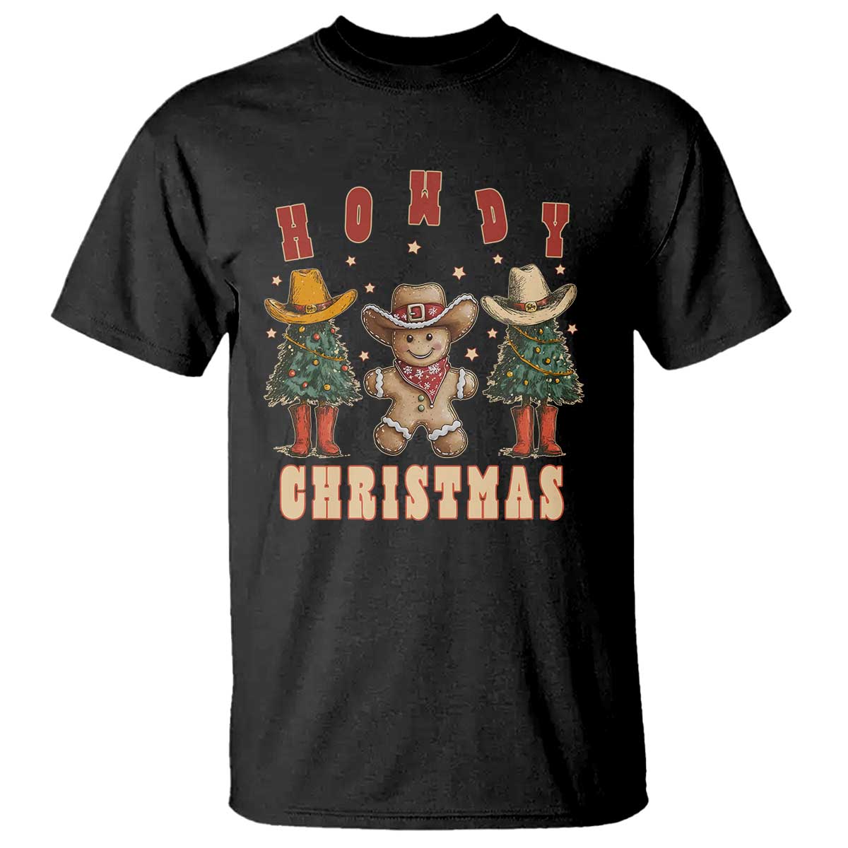 Howdy Christmas T Shirt Cowboy Cactus Xmas Tree - Wonder Print Shop