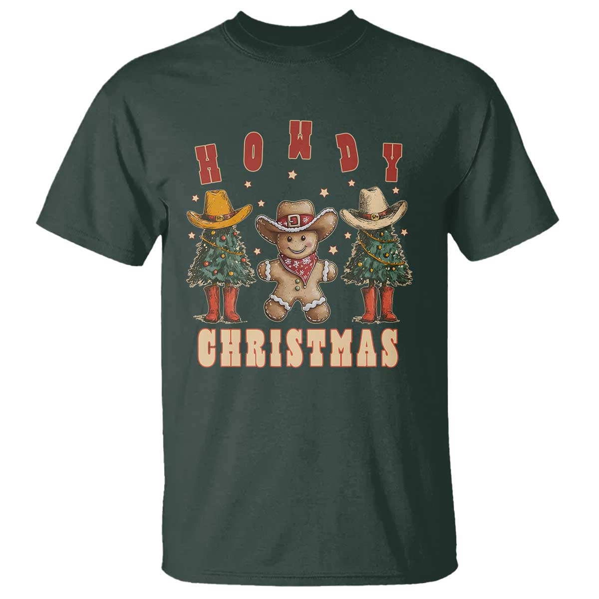 Howdy Christmas T Shirt Cowboy Cactus Xmas Tree - Wonder Print Shop