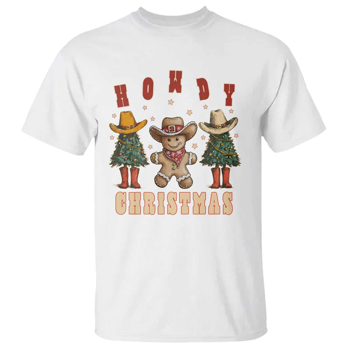 Howdy Christmas T Shirt Cowboy Cactus Xmas Tree - Wonder Print Shop