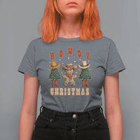 Howdy Christmas T Shirt For Women Cowboy Cactus Xmas Tree - Wonder Print Shop