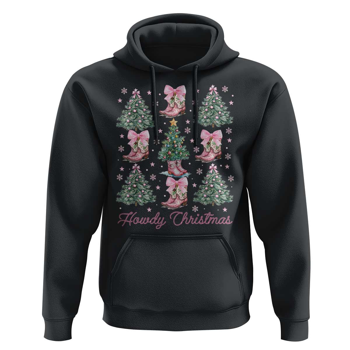 Howdy Christmas Hoodie Coquette Christmas Tree Cowgirl