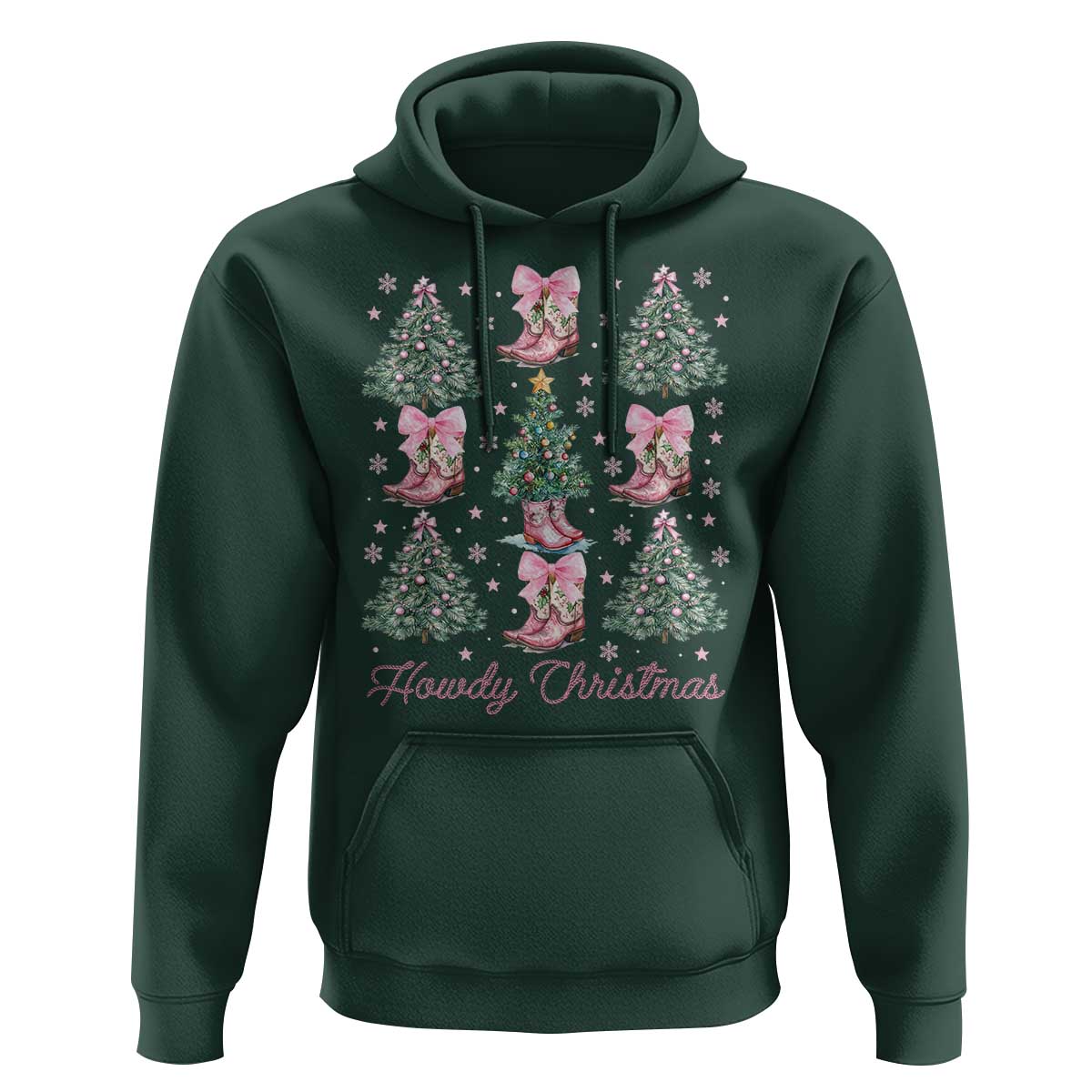 Howdy Christmas Hoodie Coquette Christmas Tree Cowgirl