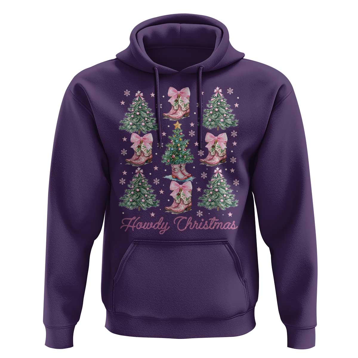 Howdy Christmas Hoodie Coquette Christmas Tree Cowgirl