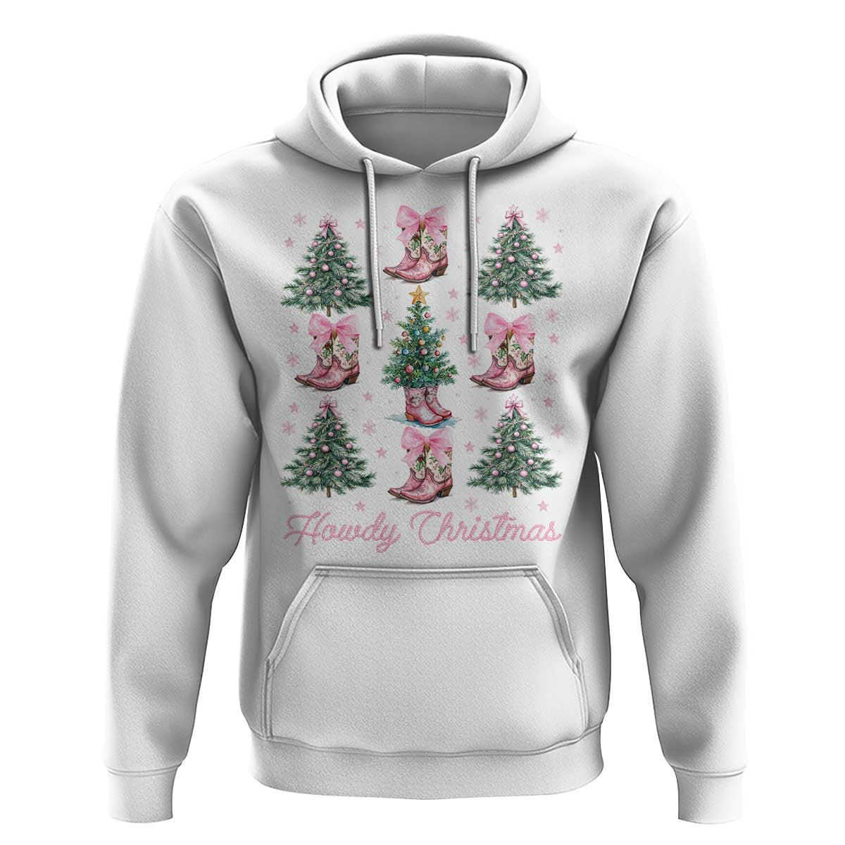 Howdy Christmas Hoodie Coquette Christmas Tree Cowgirl