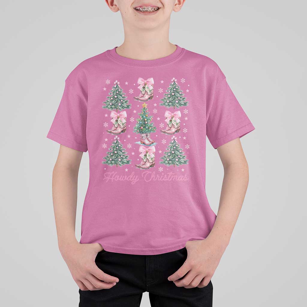 Howdy Christmas T Shirt For Kid Coquette Christmas Tree Cowgirl - Wonder Print Shop