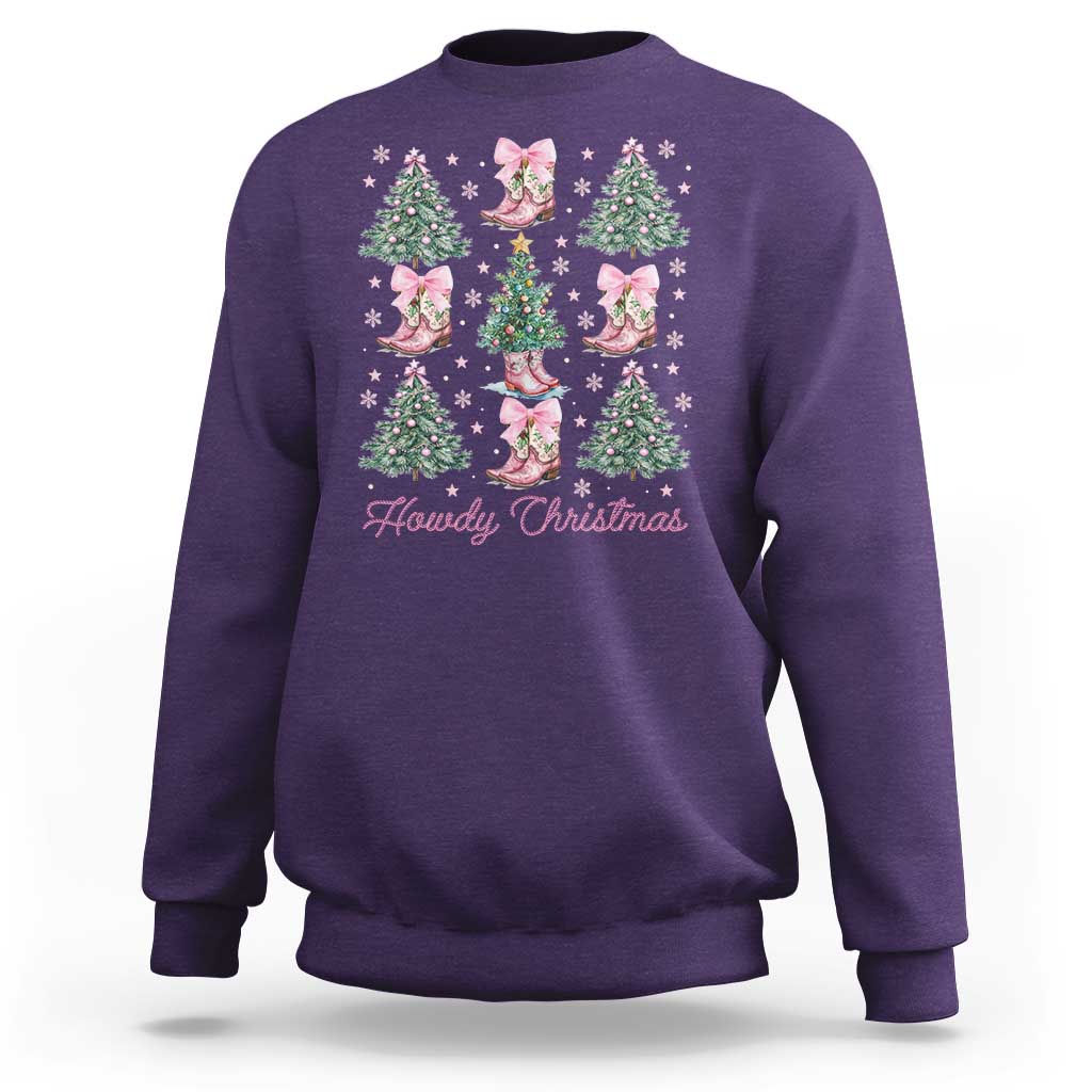 Howdy Christmas Sweatshirt Coquette Christmas Tree Cowgirl - Wonder Print Shop