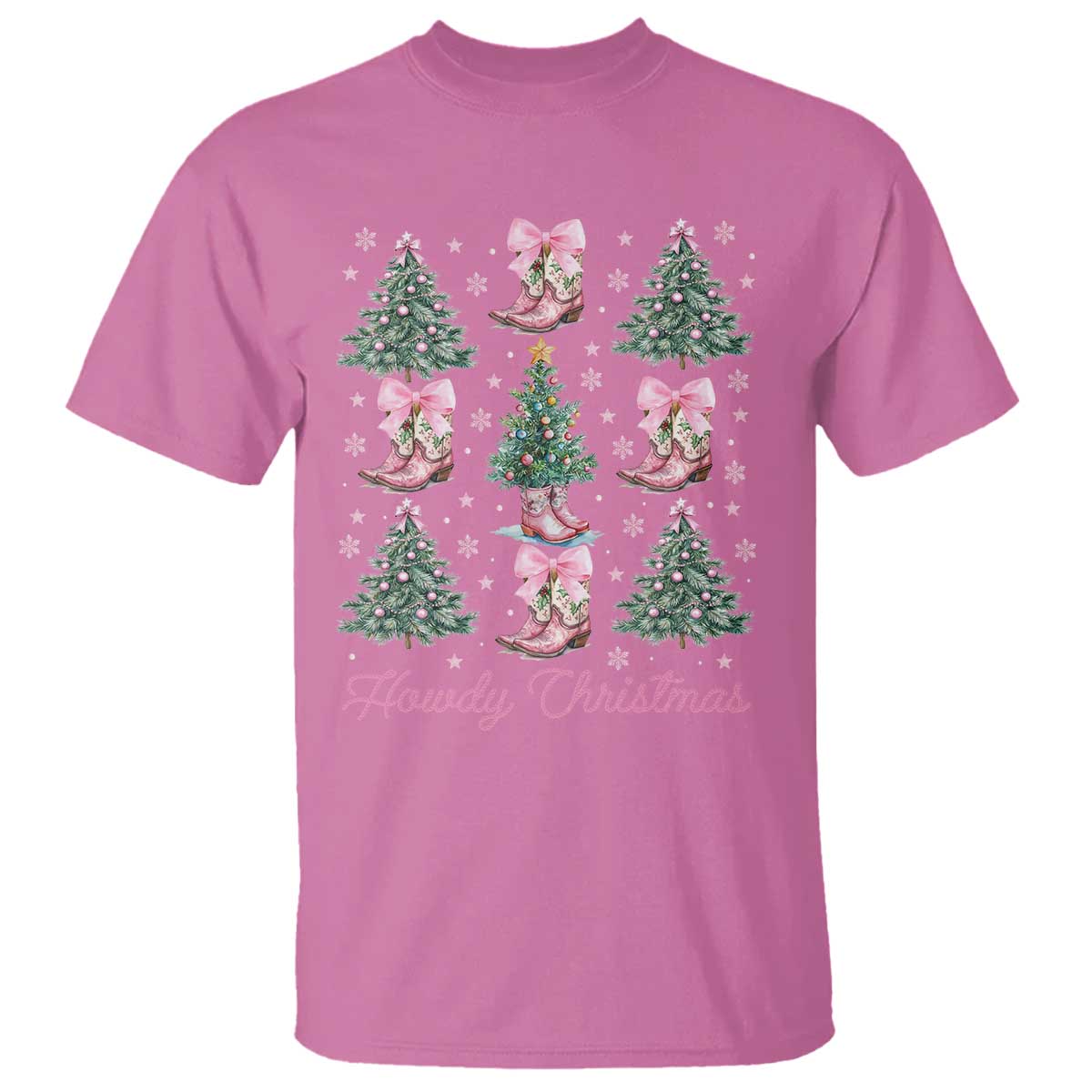 Howdy Christmas T Shirt Coquette Christmas Tree Cowgirl - Wonder Print Shop