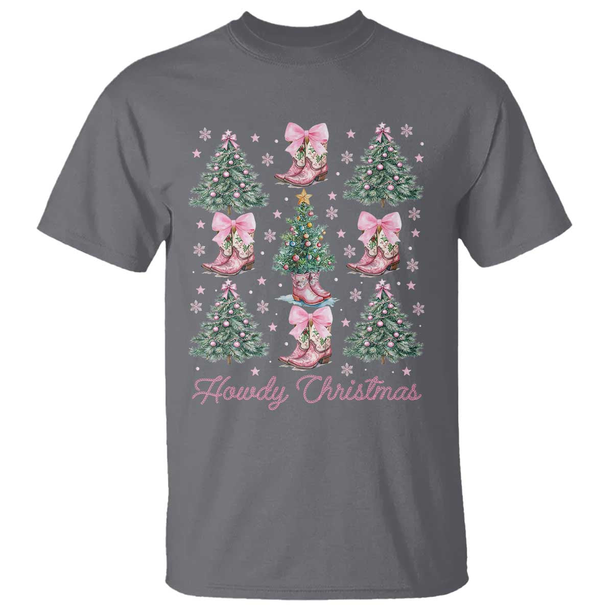 Howdy Christmas T Shirt Coquette Christmas Tree Cowgirl - Wonder Print Shop