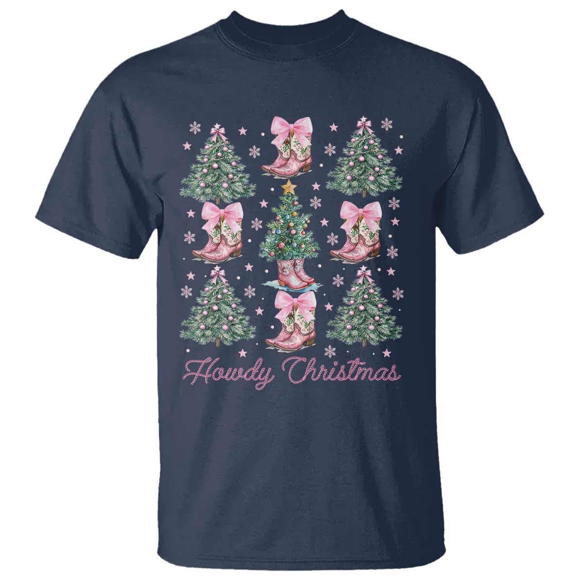 Howdy Christmas T Shirt Coquette Christmas Tree Cowgirl - Wonder Print Shop