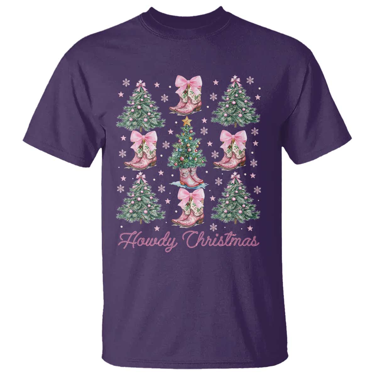 Howdy Christmas T Shirt Coquette Christmas Tree Cowgirl - Wonder Print Shop