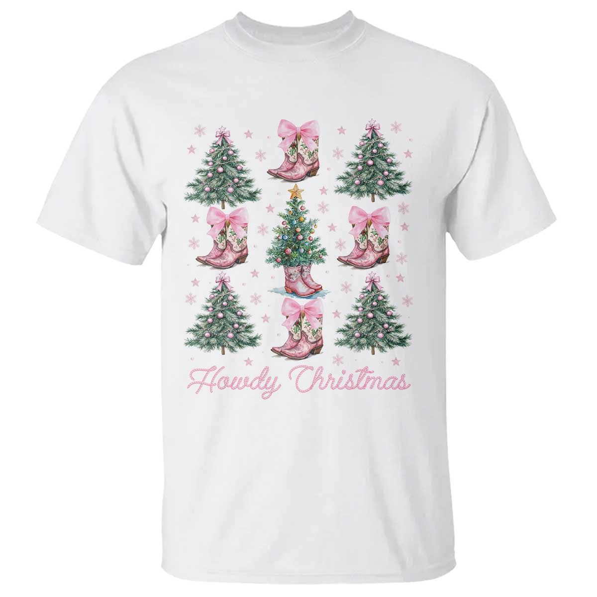 Howdy Christmas T Shirt Coquette Christmas Tree Cowgirl - Wonder Print Shop