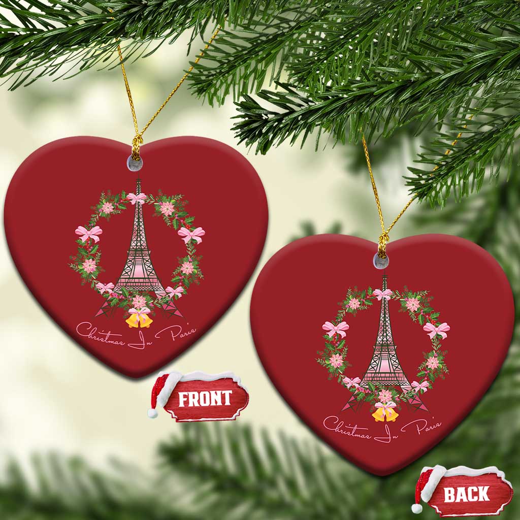 Joyeux Noel Eiffel Tower Christmas In Paris Christmas Ornament - Wonder Print Shop